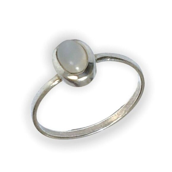 Sterling Silver Ring Size 7.5 Cat's Eye Moonstone Feldspar Cabochon Stone - Picture 1 of 13